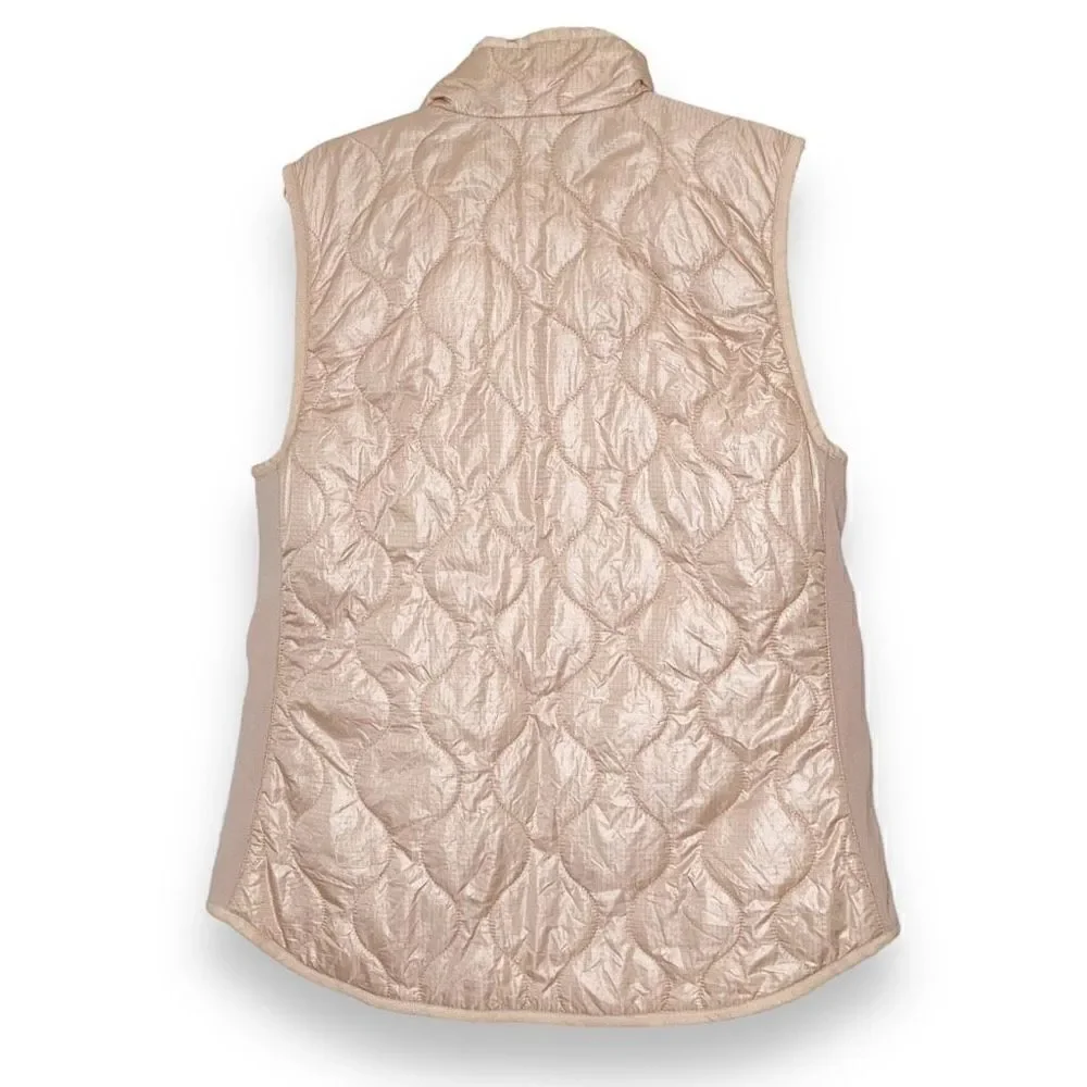 J. Crew Vest S Quilted Primaloft Pale Pink Full Zip Up Mock Neck Women’s Size S